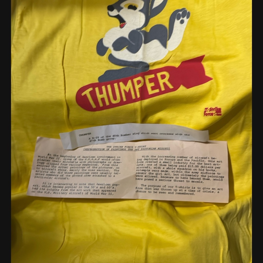RARE!!•Thumper" WWII Nose Art Vintage Anvil T-Shirt!Size S, Never Worn! History!